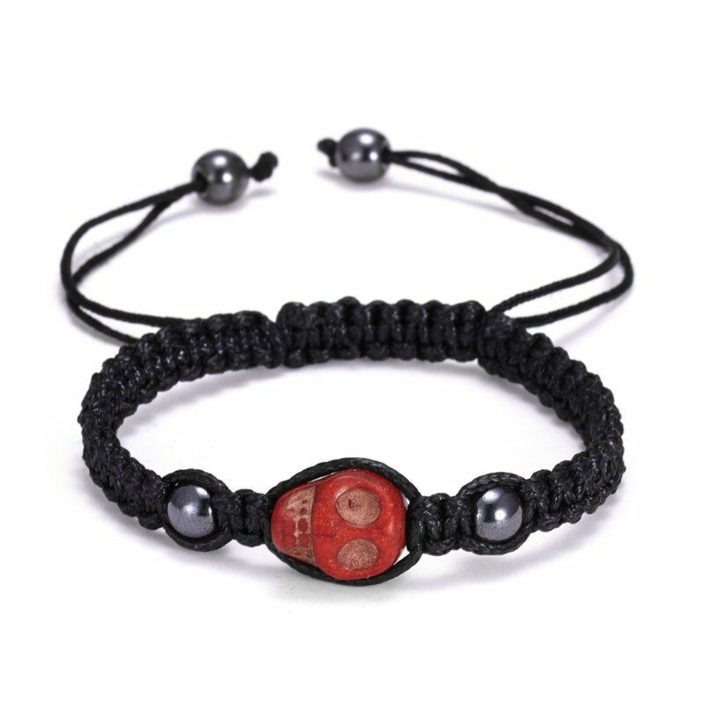 SKULL BRACELET - Braided Rope Cord - Rave Festival - Picture 2 of 2